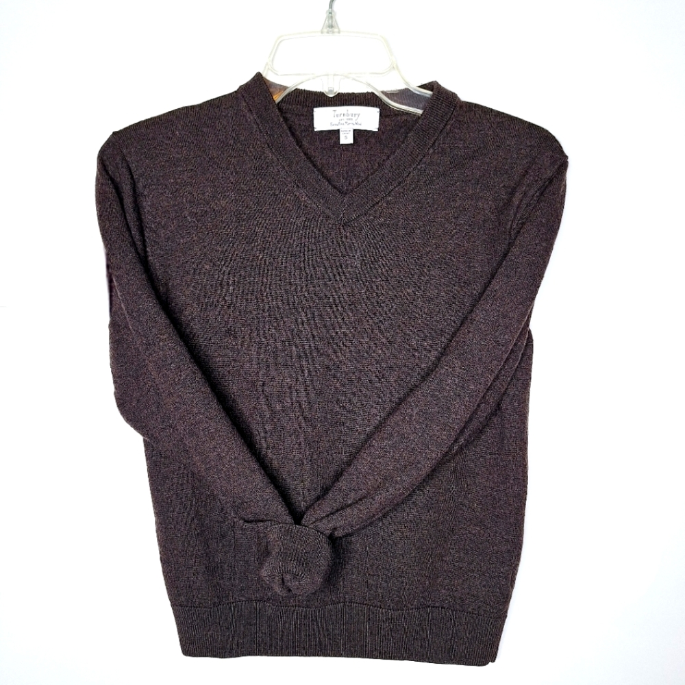 Turnbury brand" Extra Fine Merino Wool" Preppy core v-neck pullover sweater.